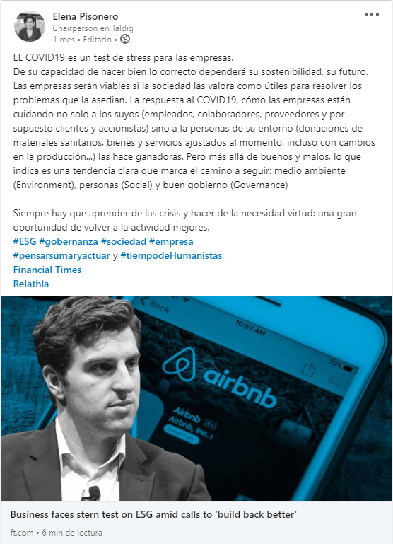 Post Linkedin FT Business faces stern test on ESG amid calls to ‘build back better’ 